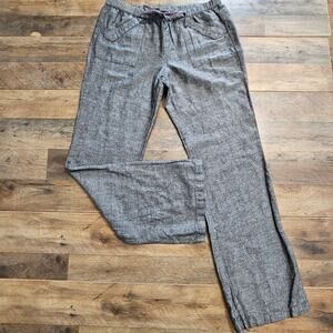 New York & Company Charcoal Pants Cotton Linen Womens Medium Beachy Lounge